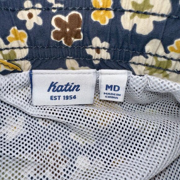 Katin USA Men's MD Medium Floral Swim Trunks Boardshorts Blue Lined Drawstring - Picture 6 of 10